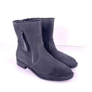 Sporto Grey Suede Leather Faux Fur Inner Winter Mid Calf Boots Women's 10